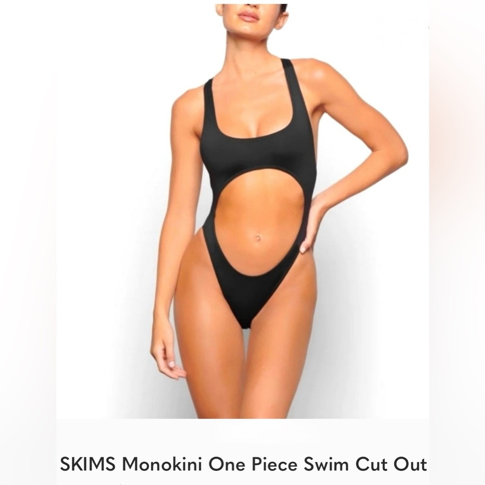 SKIMS Swim Cut Out Monokini Color Onyx Size XL NWT